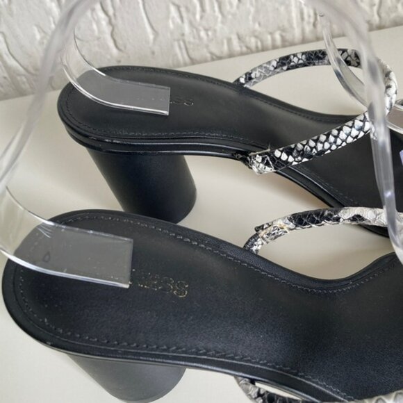 Express Black Square Toe Slip On Heeled Sandals Size 8.5 - Picture 7 of 12